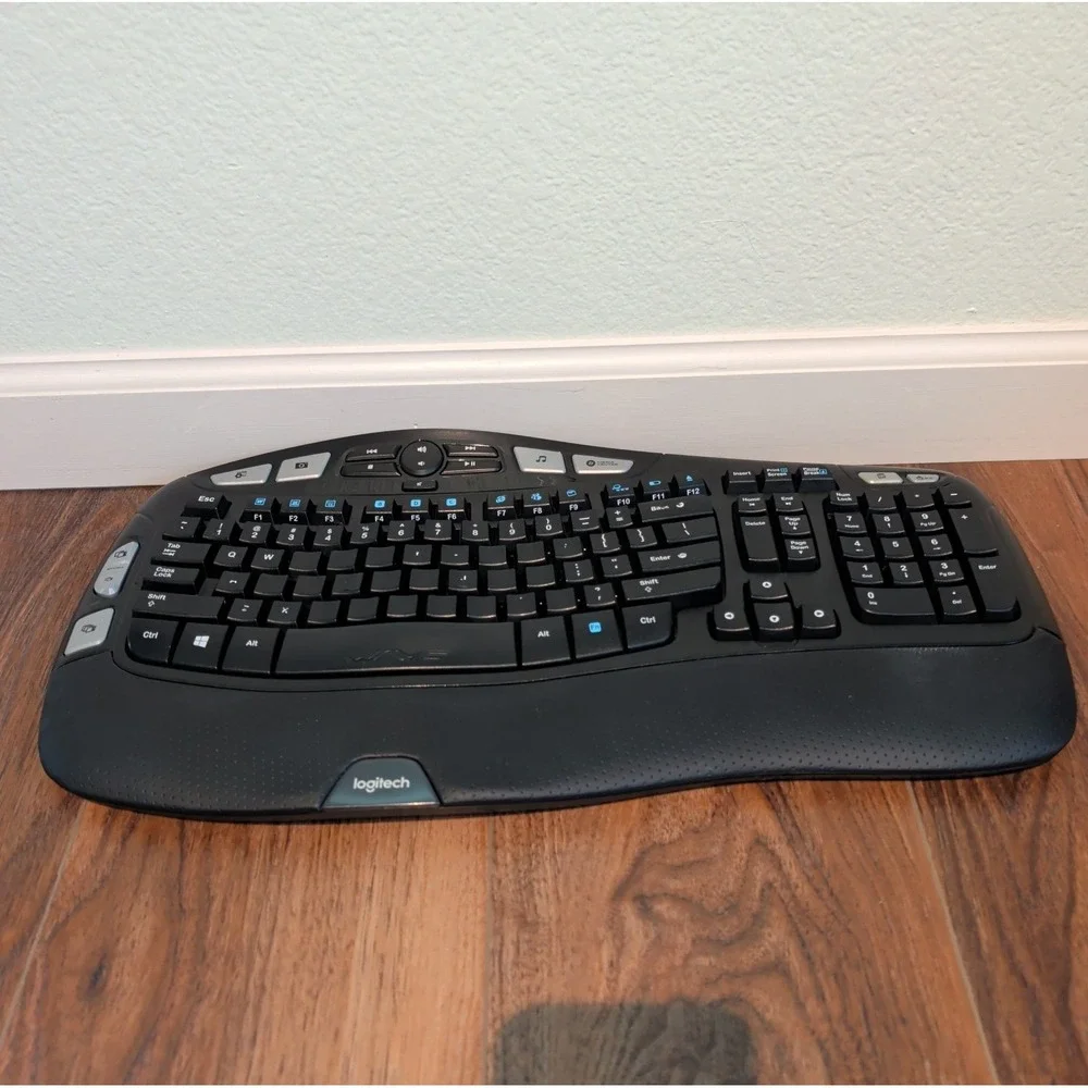 Logitech K350 Keyboard Wave Comfort Ergonomic Wireless Keyboard Black No Dongle